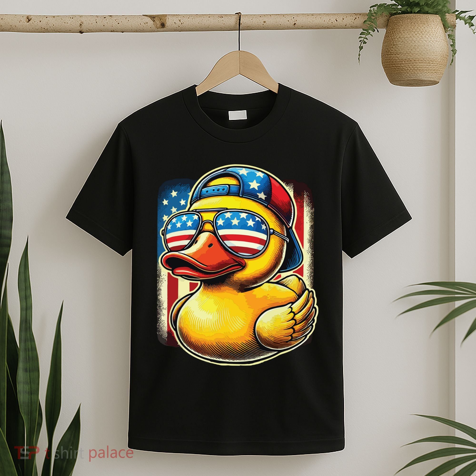 4th Of July Patriotic Rubber Duck Usa Flag Gift Funny Duck T-Shirt