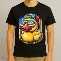 4th Of July Patriotic Rubber Duck Usa Flag Gift Funny Duck T-Shirt thumb 3