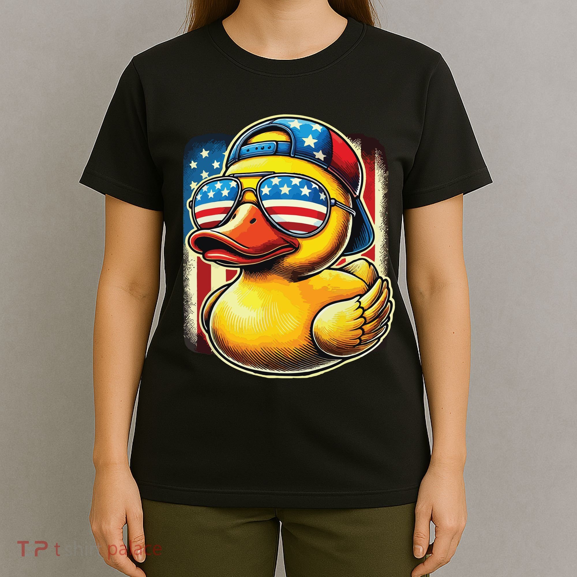 4th Of July Patriotic Rubber Duck Usa Flag Gift Funny Duck T-Shirt