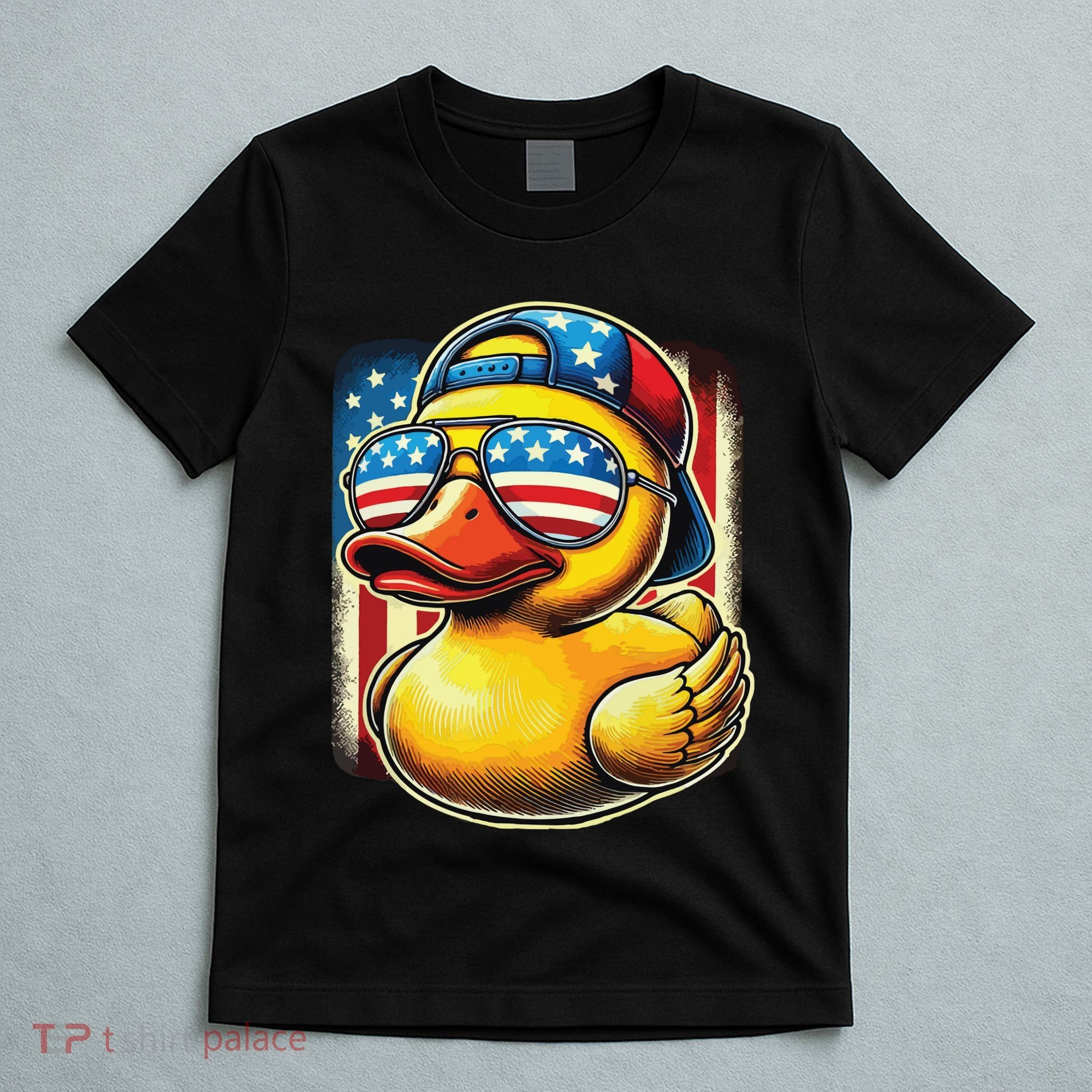 4th Of July Patriotic Rubber Duck Usa Flag Gift Funny Duck T-Shirt