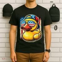 4th Of July Patriotic Rubber Duck Usa Flag Gift Funny Duck T-Shirt thumb 6