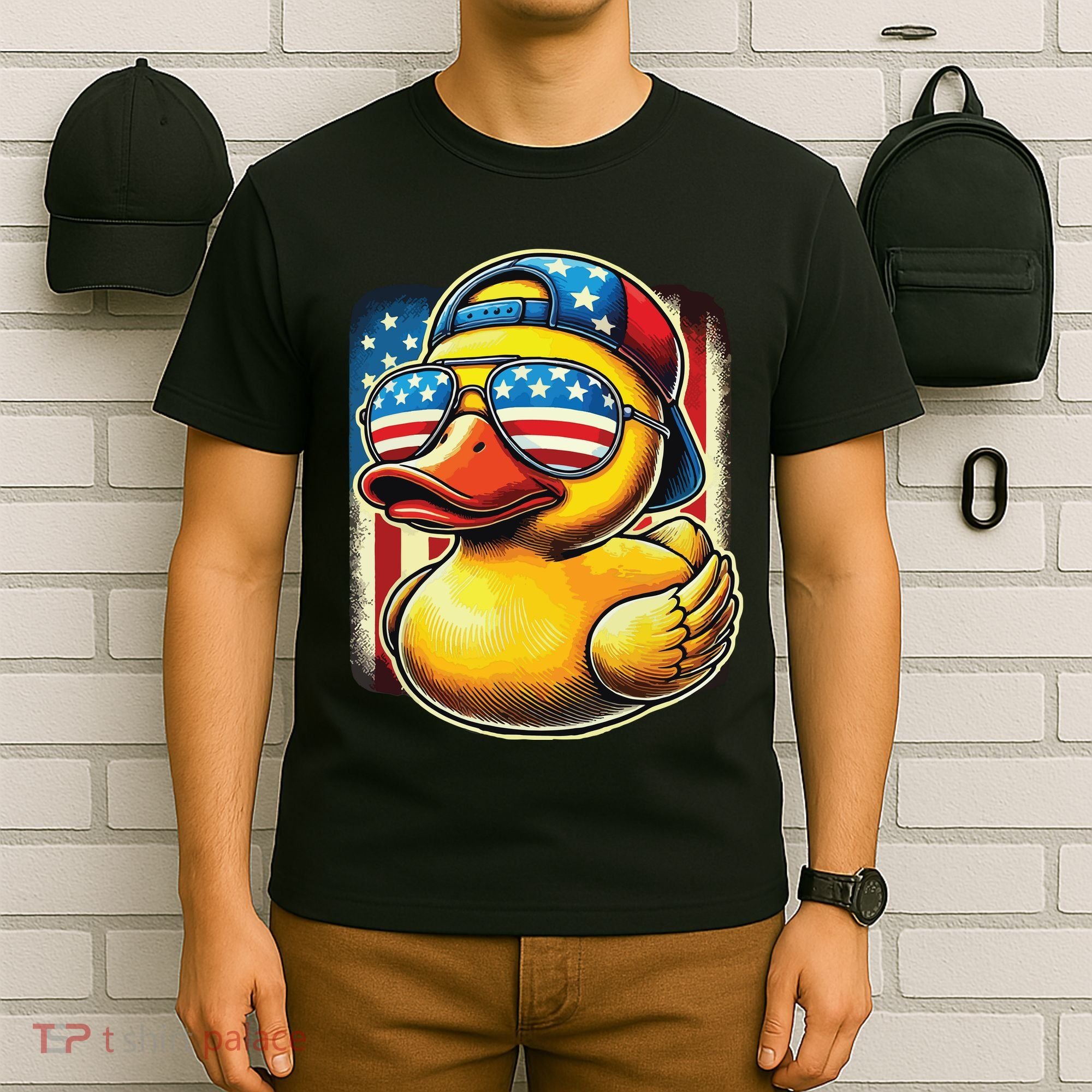 4th Of July Patriotic Rubber Duck Usa Flag Gift Funny Duck T-Shirt
