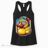 4th Of July Patriotic Rubber Duck Usa Flag Gift Funny Duck Women's Tank Top thumb 0