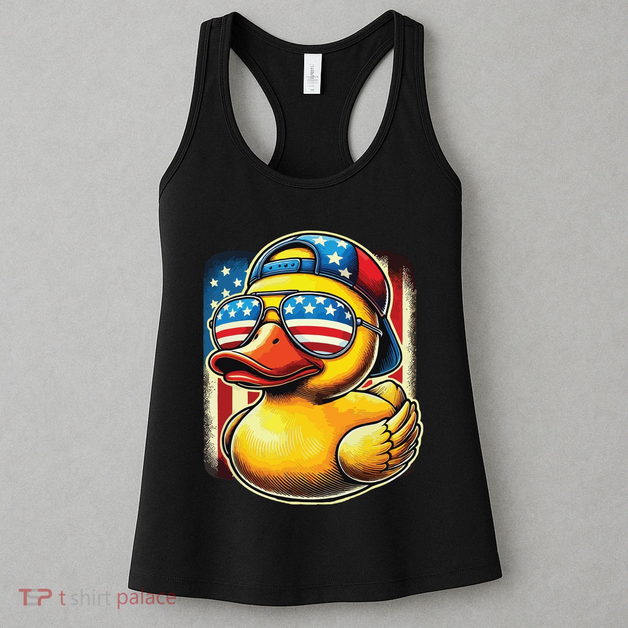 4th Of July Patriotic Rubber Duck Usa Flag Gift Funny Duck Women's Tank Top