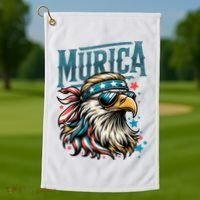 4th Of July Bald Eagle Mullet Murica Usa Usa Merica Golf Towel thumb 1