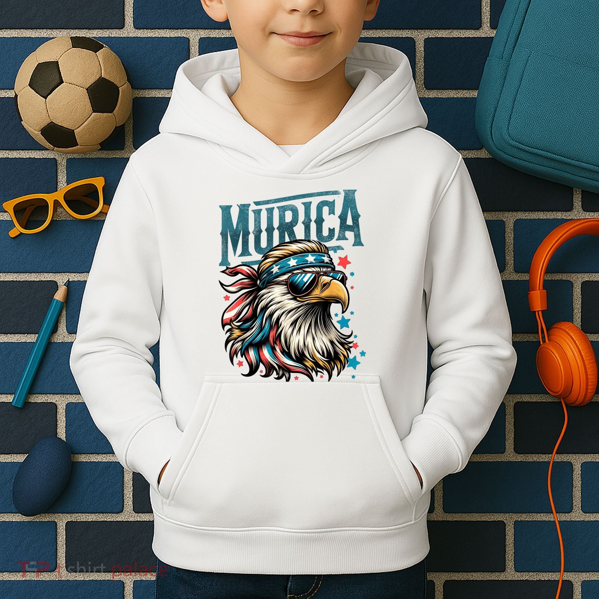 4th Of July Bald Eagle Mullet Murica Usa Usa Merica Kids Hoodie