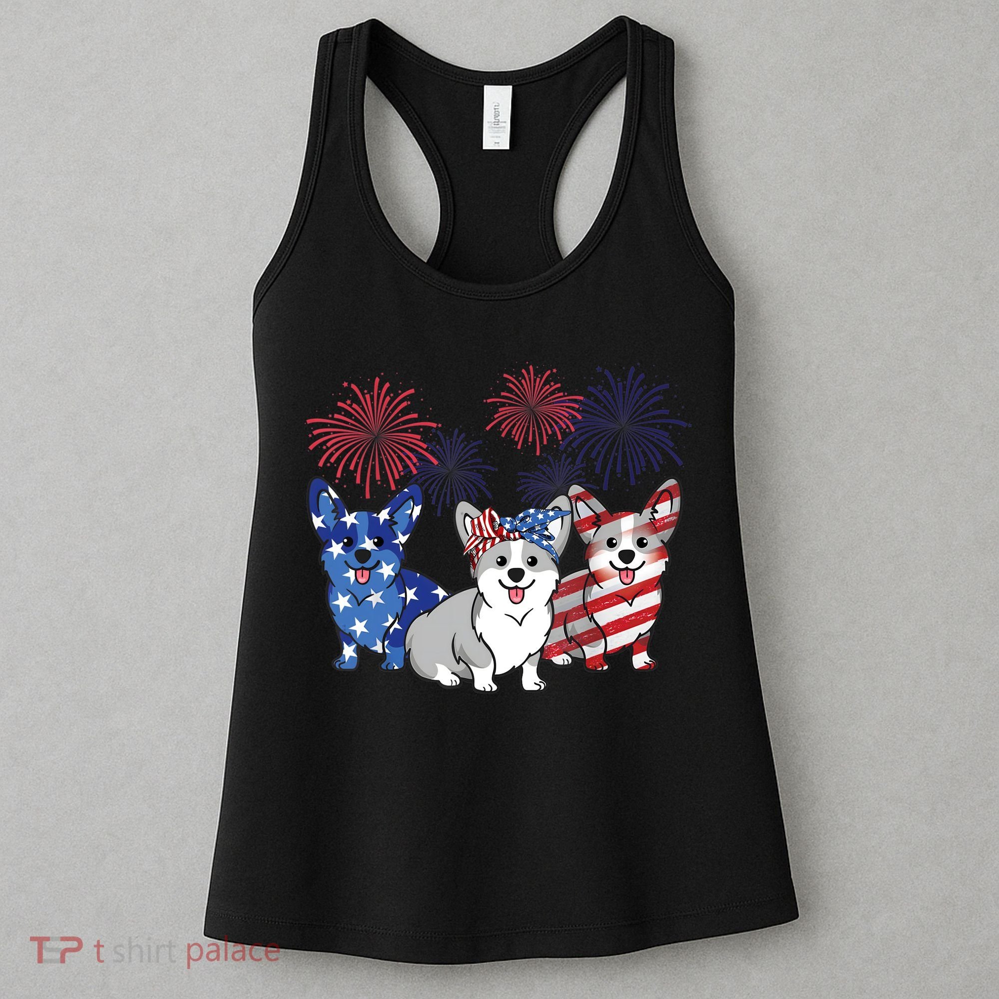 4th Of July American Flag Corgi Patriotic Dog Women's Tank Top