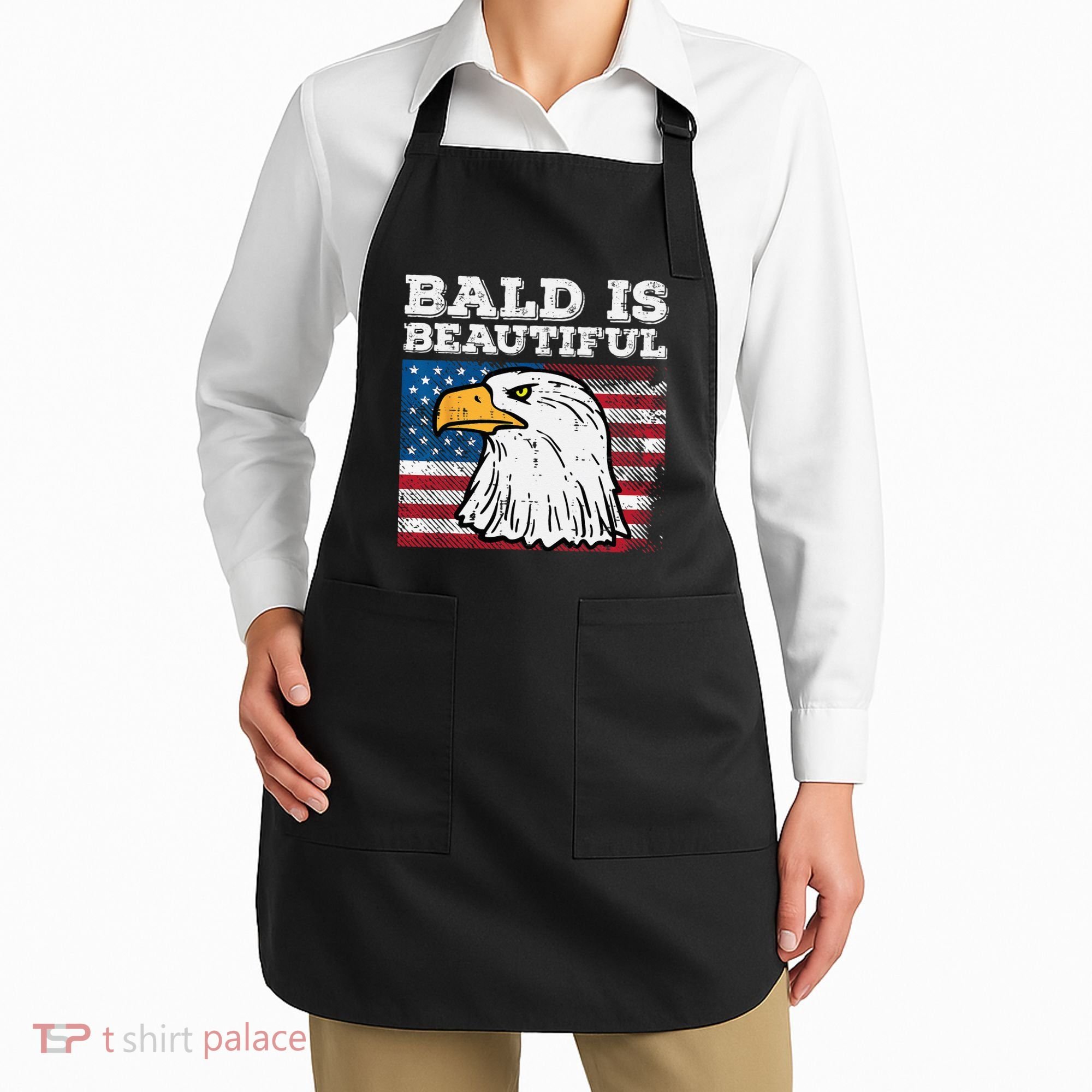 4th Of July Bald Is Beautiful Eagle Patriotic Apron