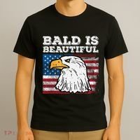 4th Of July Bald Is Beautiful Eagle Patriotic T-Shirt thumb 3