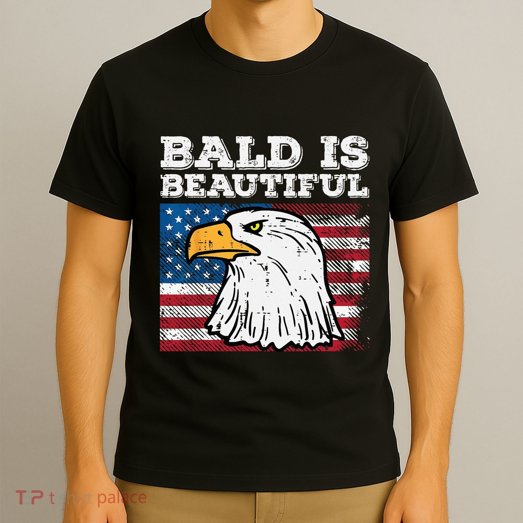 4th Of July Bald Is Beautiful Eagle Patriotic T-Shirt