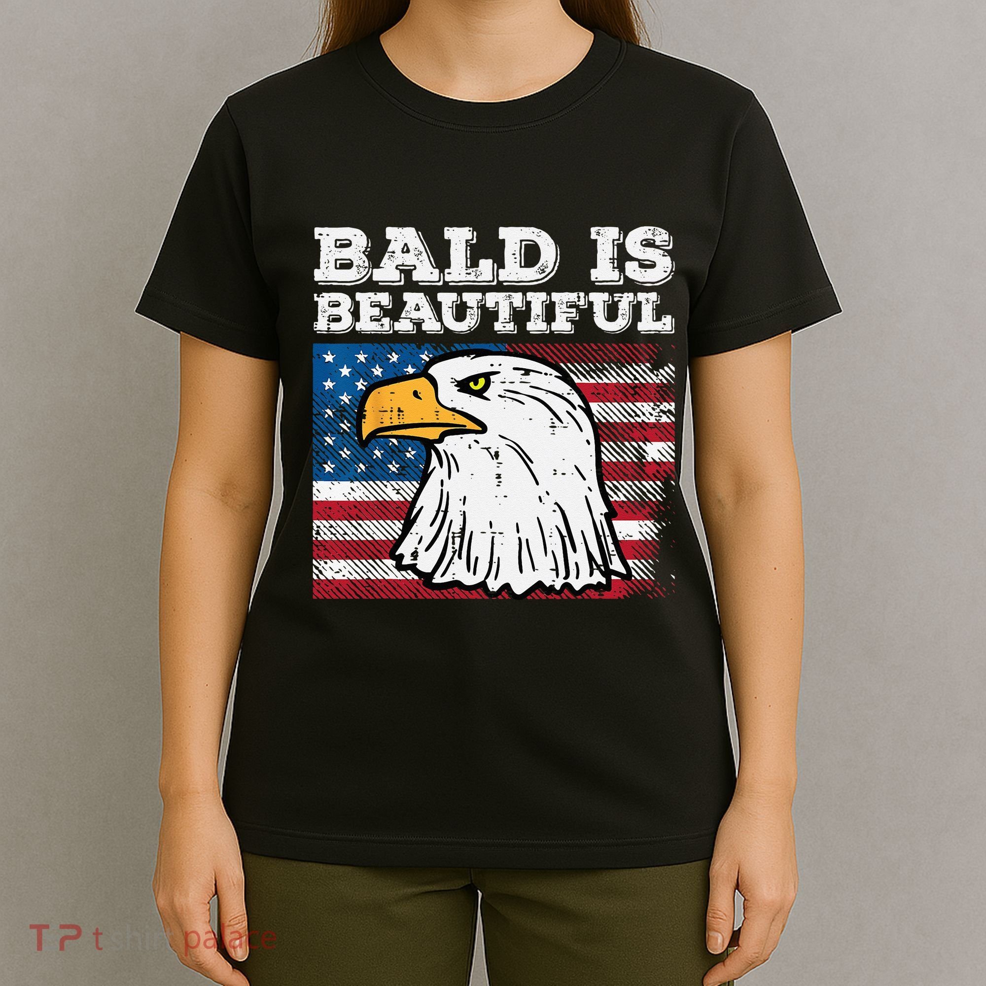 4th Of July Bald Is Beautiful Eagle Patriotic T-Shirt