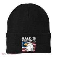 4th Of July Bald Is Beautiful Eagle Patriotic Beanie thumb 0