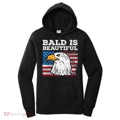 4th Of July Bald Is Beautiful Eagle Patriotic Women's Hoodie