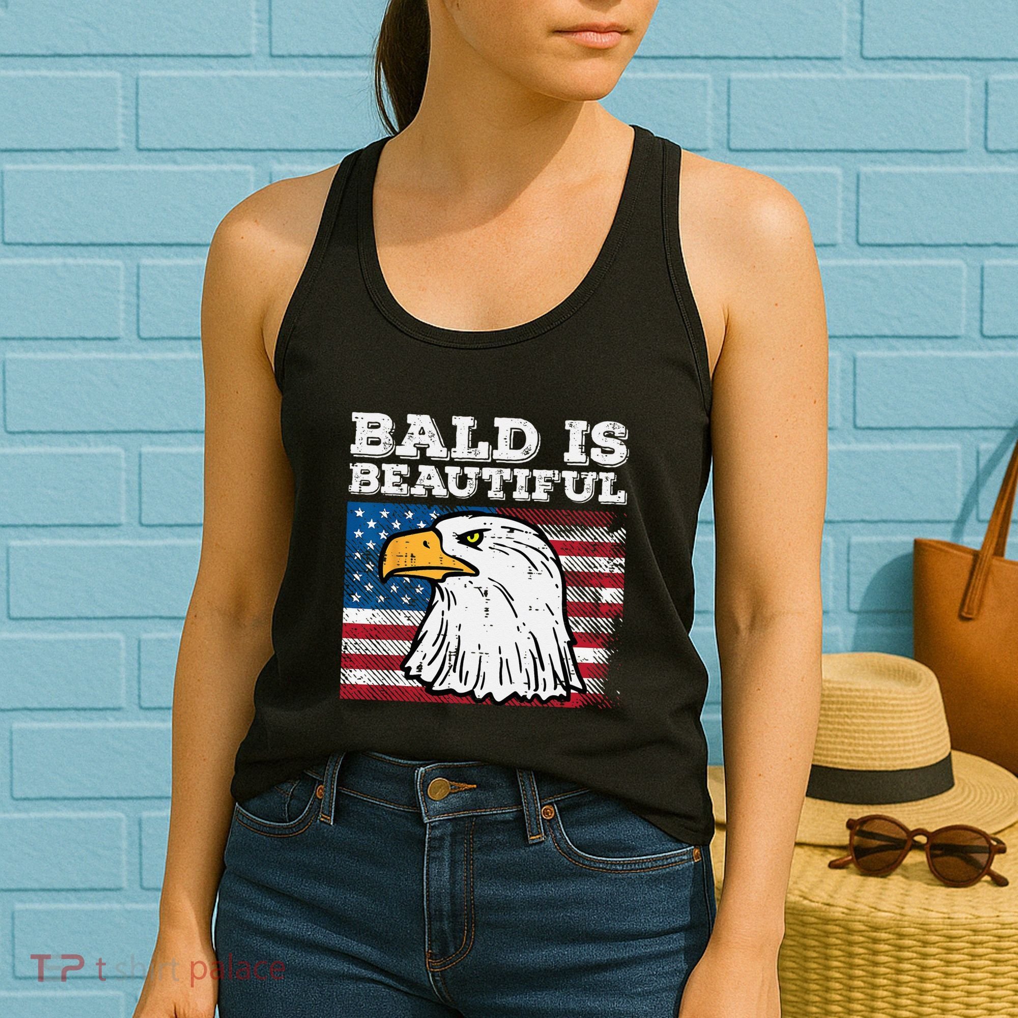 4th Of July Bald Is Beautiful Eagle Patriotic Women's Tank Top