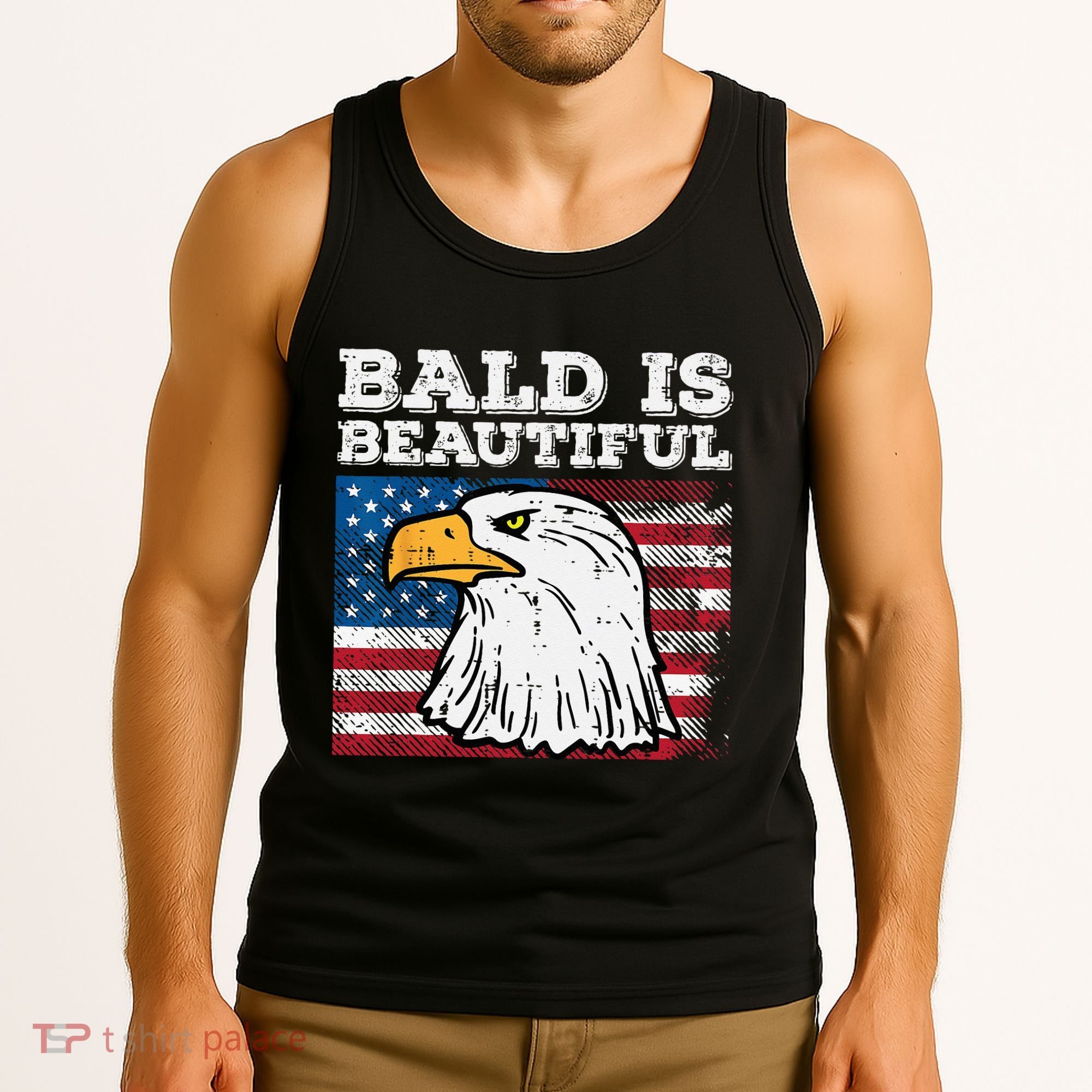 4th Of July Bald Is Beautiful Eagle Patriotic Tank Top