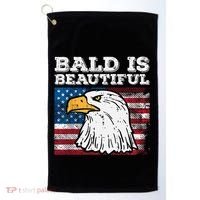 4th Of July Bald Is Beautiful Eagle Patriotic Golf Towel thumb 0