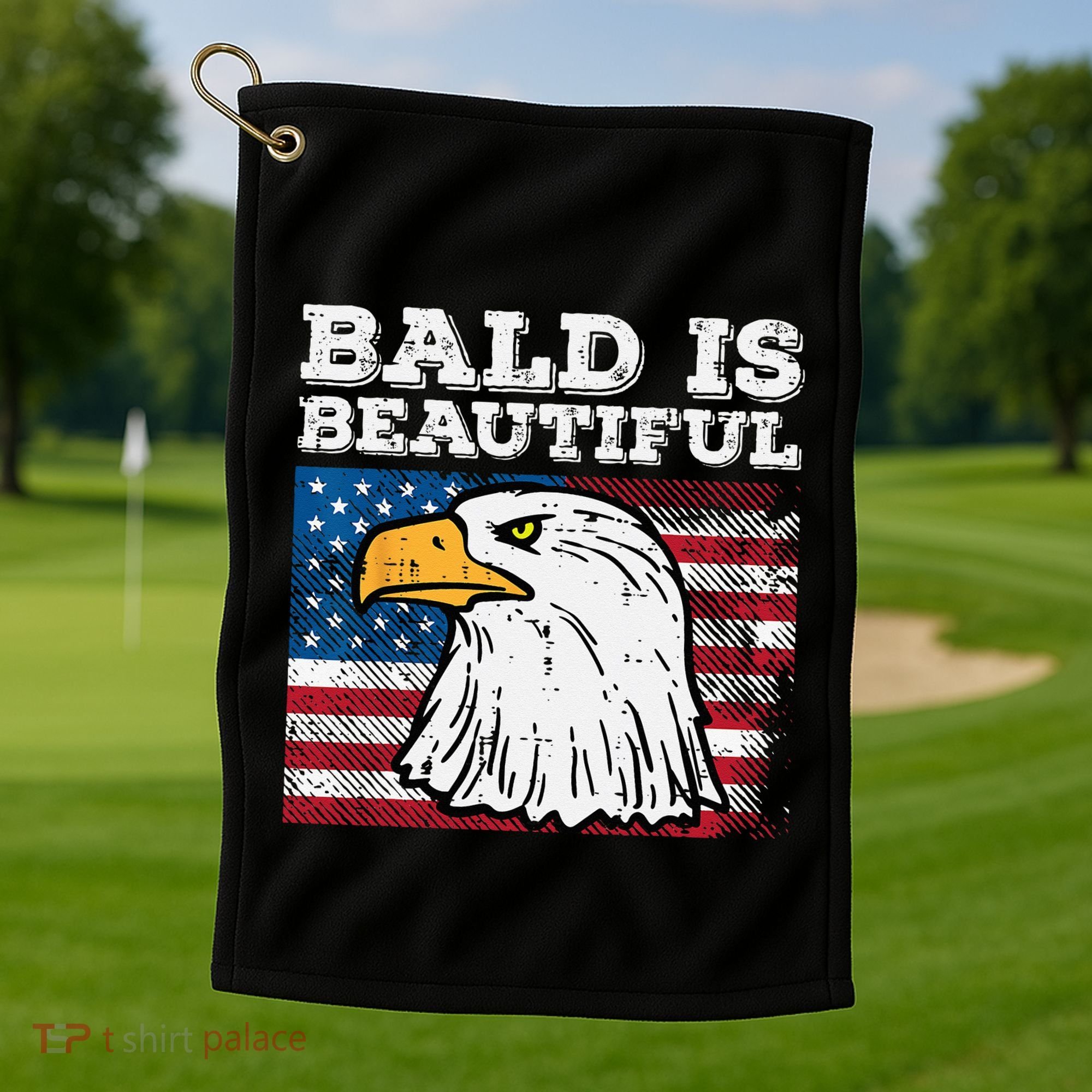 4th Of July Bald Is Beautiful Eagle Patriotic Golf Towel