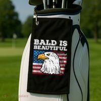 4th Of July Bald Is Beautiful Eagle Patriotic Golf Towel thumb 2