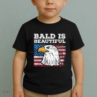 4th Of July Bald Is Beautiful Eagle Patriotic Toddler T-Shirt thumb 2