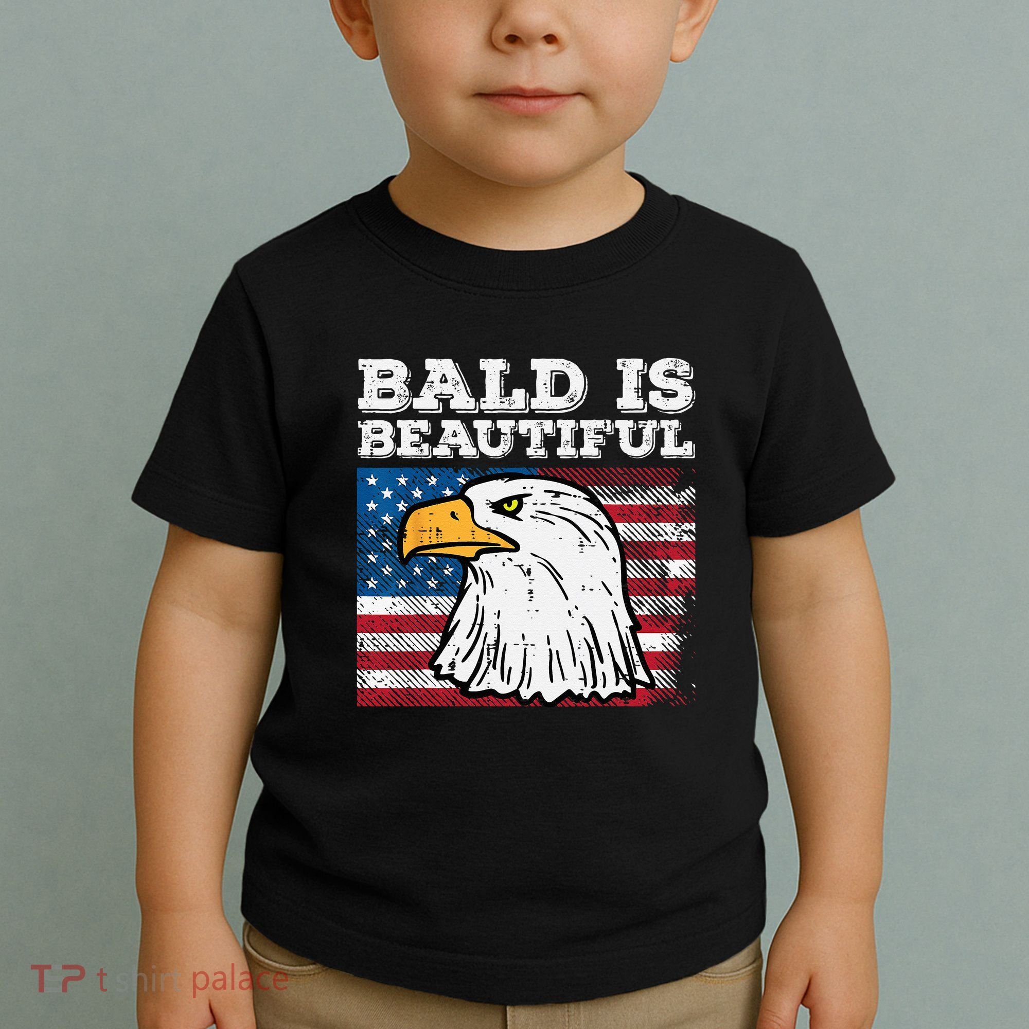 4th Of July Bald Is Beautiful Eagle Patriotic Toddler T-Shirt