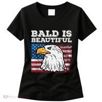 4th Of July Bald Is Beautiful Eagle Patriotic Women's T-Shirt thumb 0