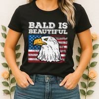 4th Of July Bald Is Beautiful Eagle Patriotic Women's T-Shirt thumb 2