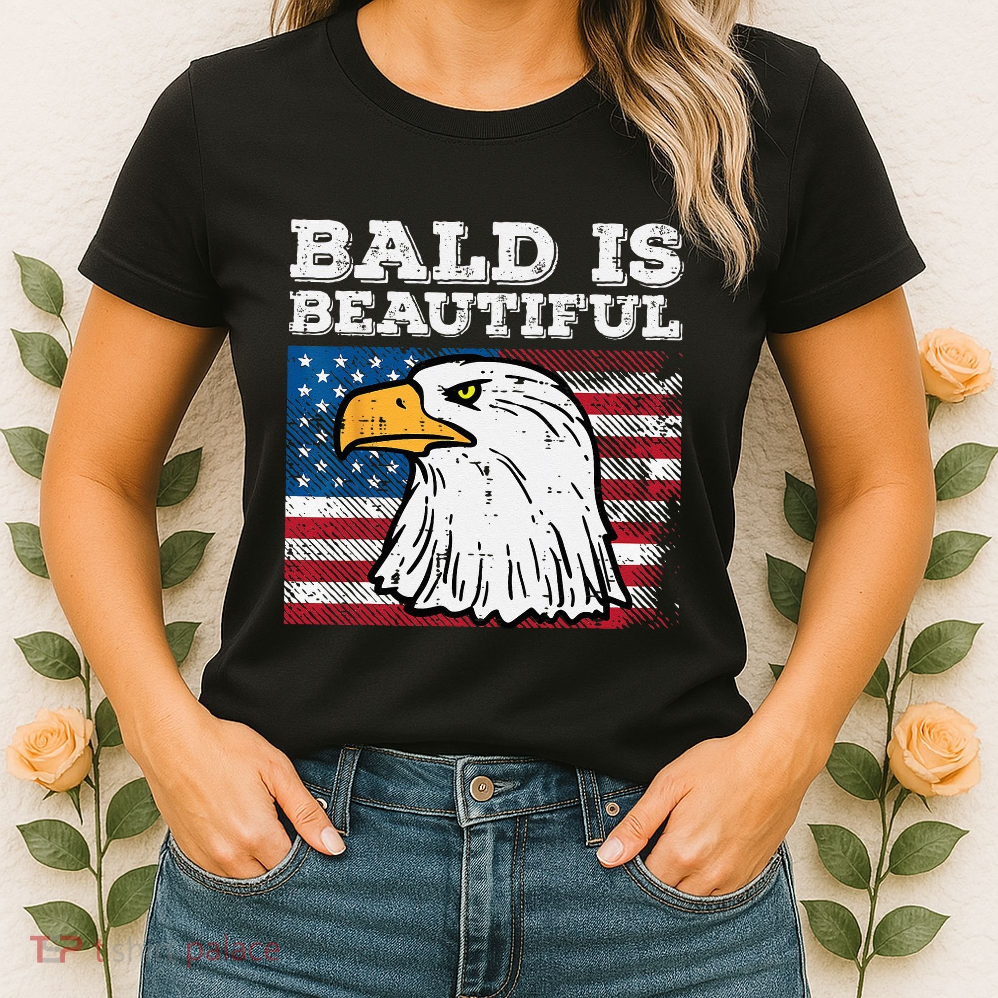 4th Of July Bald Is Beautiful Eagle Patriotic Women's T-Shirt