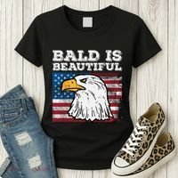 4th Of July Bald Is Beautiful Eagle Patriotic Women's T-Shirt thumb 3