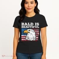 4th Of July Bald Is Beautiful Eagle Patriotic Women's T-Shirt thumb 4