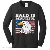 4th Of July Bald Is Beautiful Eagle Patriotic Kids Long Sleeve Shirt thumb 0