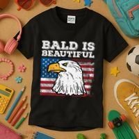 4th Of July Bald Is Beautiful Eagle Patriotic Kids T-Shirt thumb 3