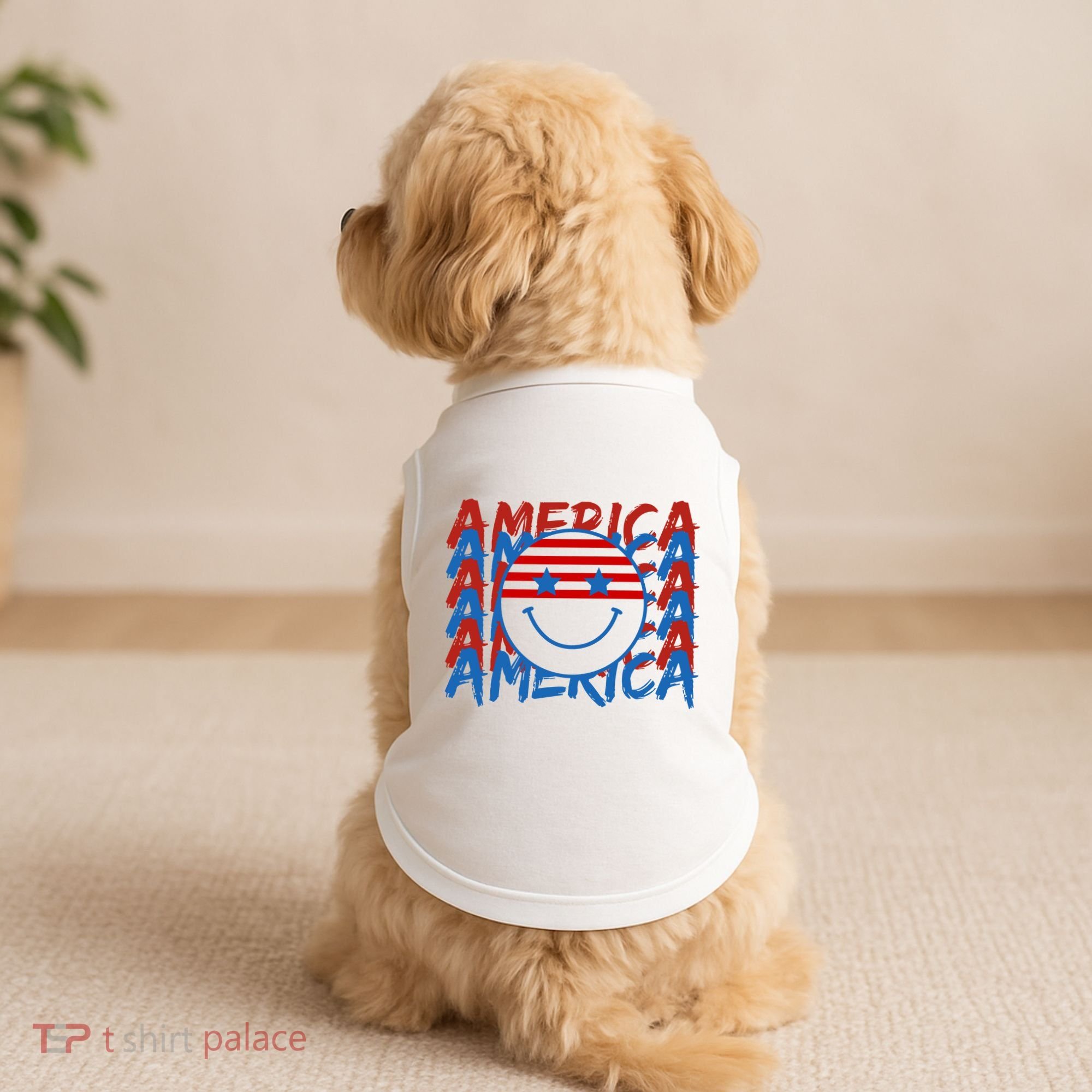 4th Of July Festive Holiday Smiley Face Doggie Tank