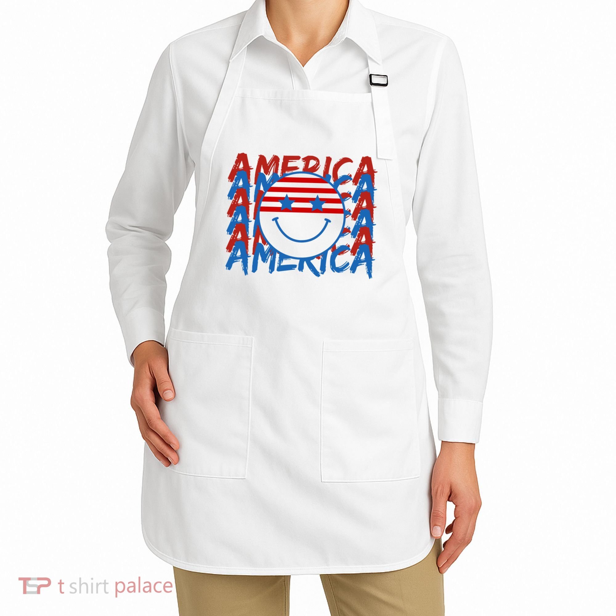 4th Of July Festive Holiday Smiley Face Apron