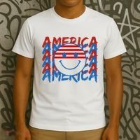4th Of July Festive Holiday Smiley Face T-Shirt thumb 3
