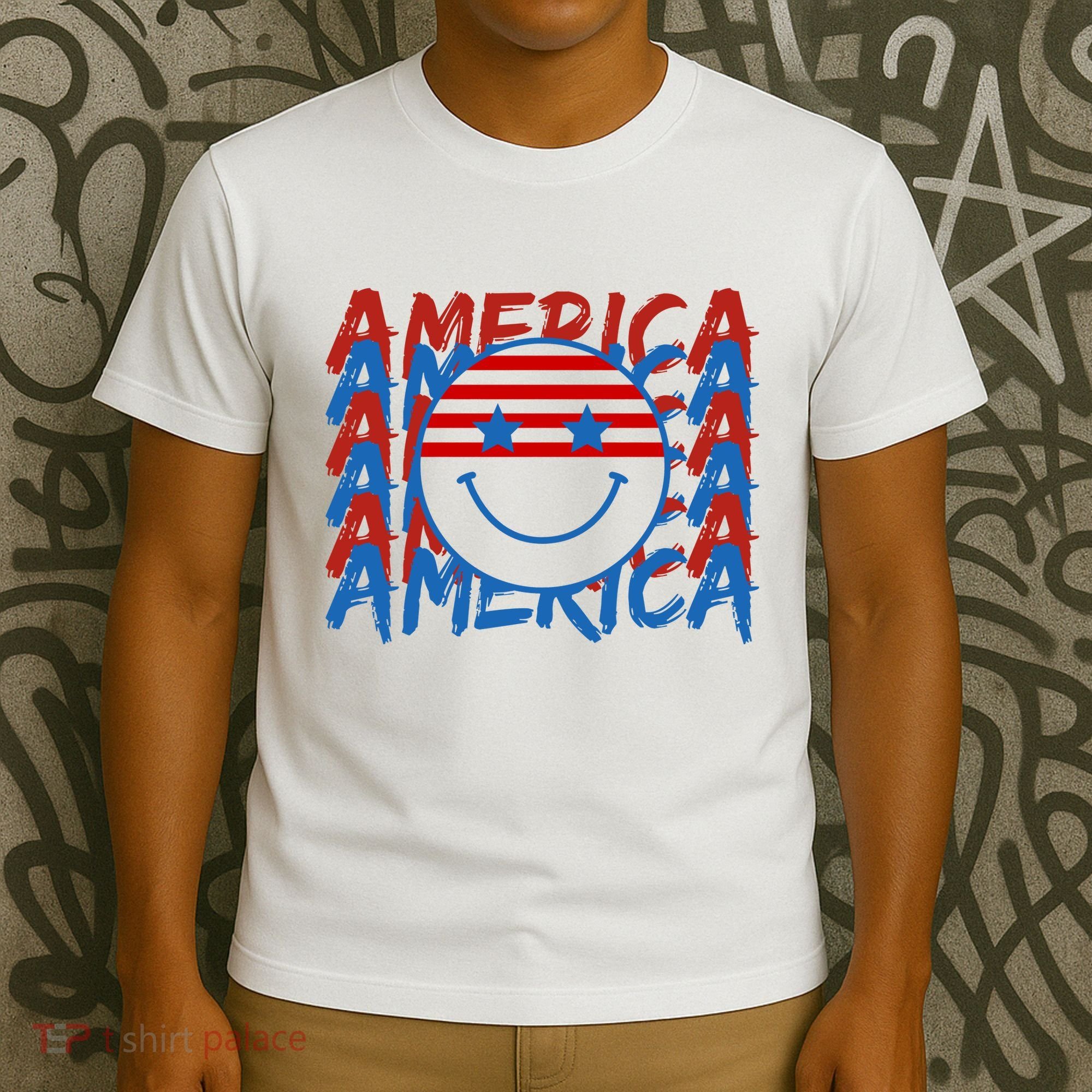 4th Of July Festive Holiday Smiley Face T-Shirt