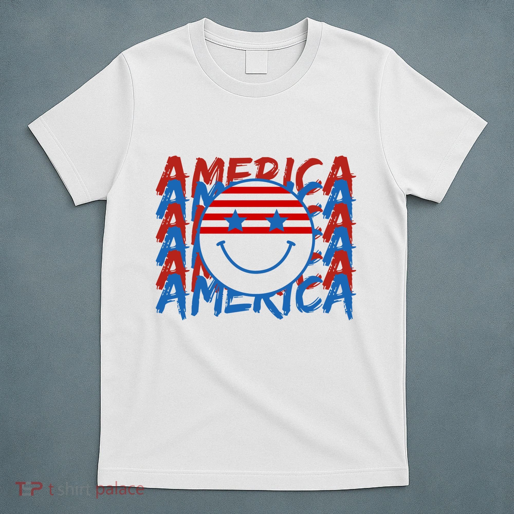 4th Of July Festive Holiday Smiley Face T-Shirt