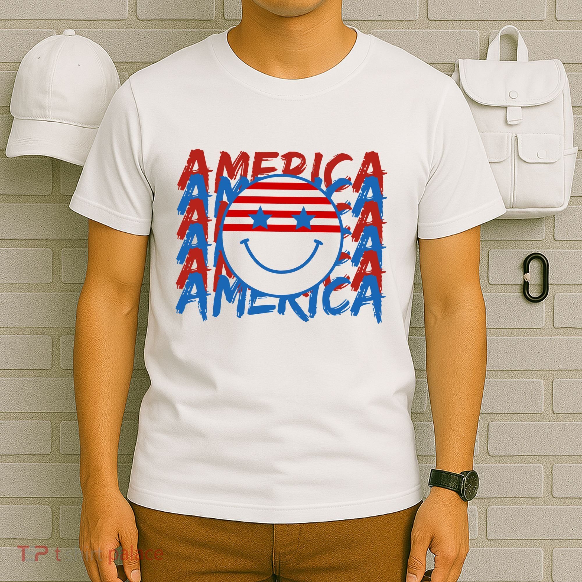 4th Of July Festive Holiday Smiley Face T-Shirt