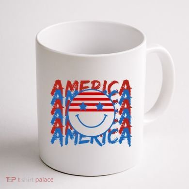 4th Of July Festive Holiday Smiley Face Coffee Mug back