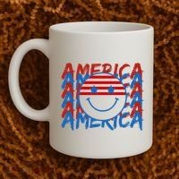 4th Of July Festive Holiday Smiley Face Coffee Mug thumb 2