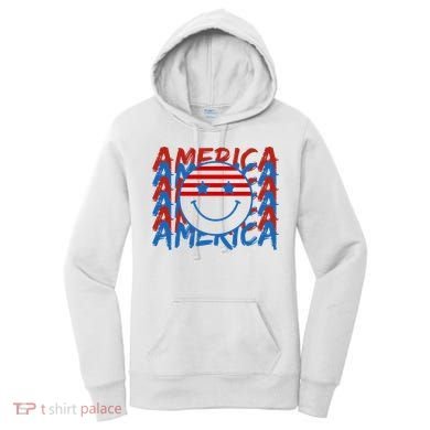 4th Of July Festive Holiday Smiley Face Women's Hoodie