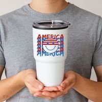 4th Of July Festive Holiday Smiley Face Tumbler thumb 2