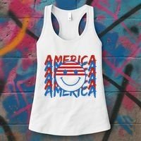 4th Of July Festive Holiday Smiley Face Women's Tank Top thumb 3