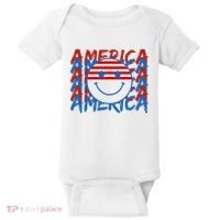 4th Of July Festive Holiday Smiley Face Baby Bodysuit thumb 0