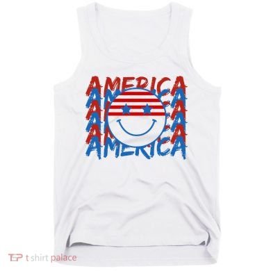 4th Of July Festive Holiday Smiley Face Tank Top