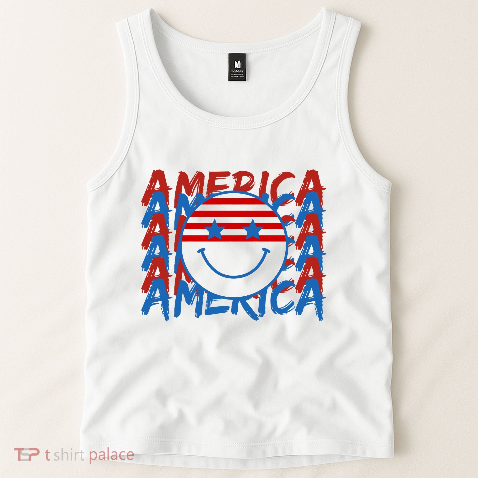 4th Of July Festive Holiday Smiley Face Tank Top