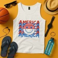 4th Of July Festive Holiday Smiley Face Tank Top thumb 4