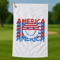 4th Of July Festive Holiday Smiley Face Golf Towel thumb 1