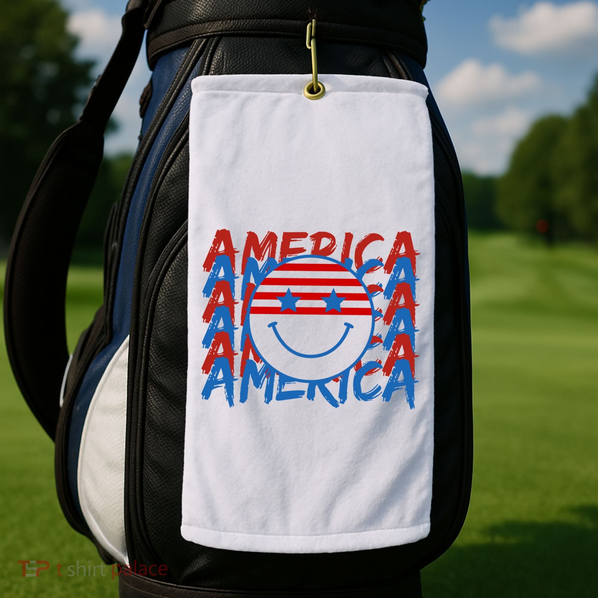 4th Of July Festive Holiday Smiley Face Golf Towel