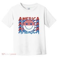 4th Of July Festive Holiday Smiley Face Toddler T-Shirt thumb 0