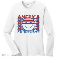4th Of July Festive Holiday Smiley Face Women's Long Sleeve Shirt thumb 0